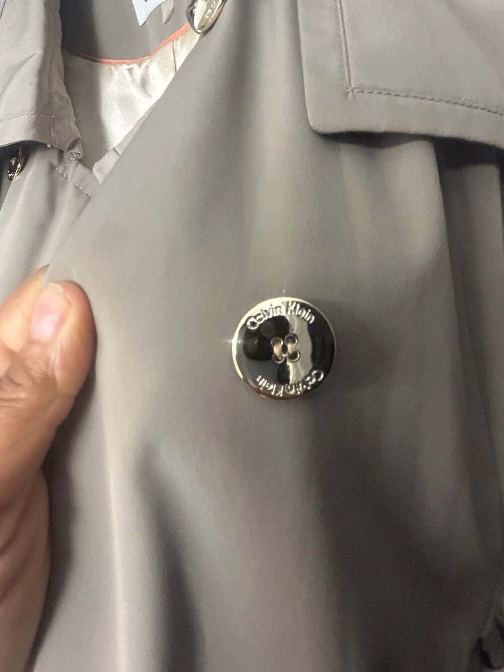 Calvin Klein Double Breasted Belted Trench Coat with Gold Buttons Size L - Picture 6 of 8